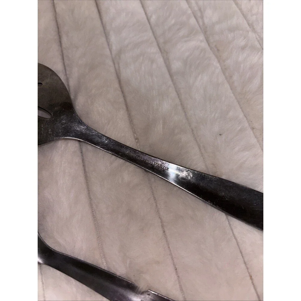 Vintage Imperial Slotted Serving Spoons Stainless Steel Lot Of 2